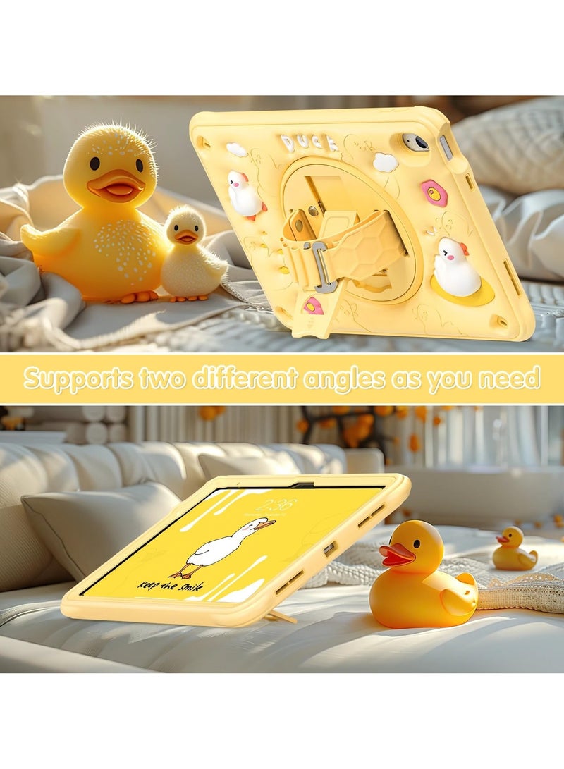 عام غلاف أطفال لجهاز آيباد من الجيل العاشر، حجم 10.9 بوصة، عام 2022، من السيليكون الناعم، مع لوحات كارتونية لطيفة، حزام كتف مع حامل دائري قابل للدوران وحزام يد، غلاف كوالي 3D مناسب للنساء والفتيات والفتيان والمراهقين. - Image 4