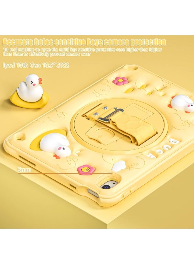 عام غلاف أطفال لجهاز آيباد من الجيل العاشر، حجم 10.9 بوصة، عام 2022، من السيليكون الناعم، مع لوحات كارتونية لطيفة، حزام كتف مع حامل دائري قابل للدوران وحزام يد، غلاف كوالي 3D مناسب للنساء والفتيات والفتيان والمراهقين. - Image 5