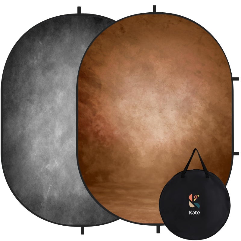 Kate Collapsible Backdrop Pop Up Photo Backdrops Grey Brown Portable Background for Portrait Photography for Video Conference for Live Stream 5x65ft