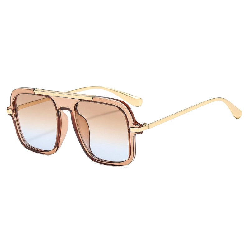 Mincl Retro Square Sunglasses for Womens Mens Vintage Oversized Pilot Sun Glasses 70s 80s 90s Shades (gradient brown) - Image 2