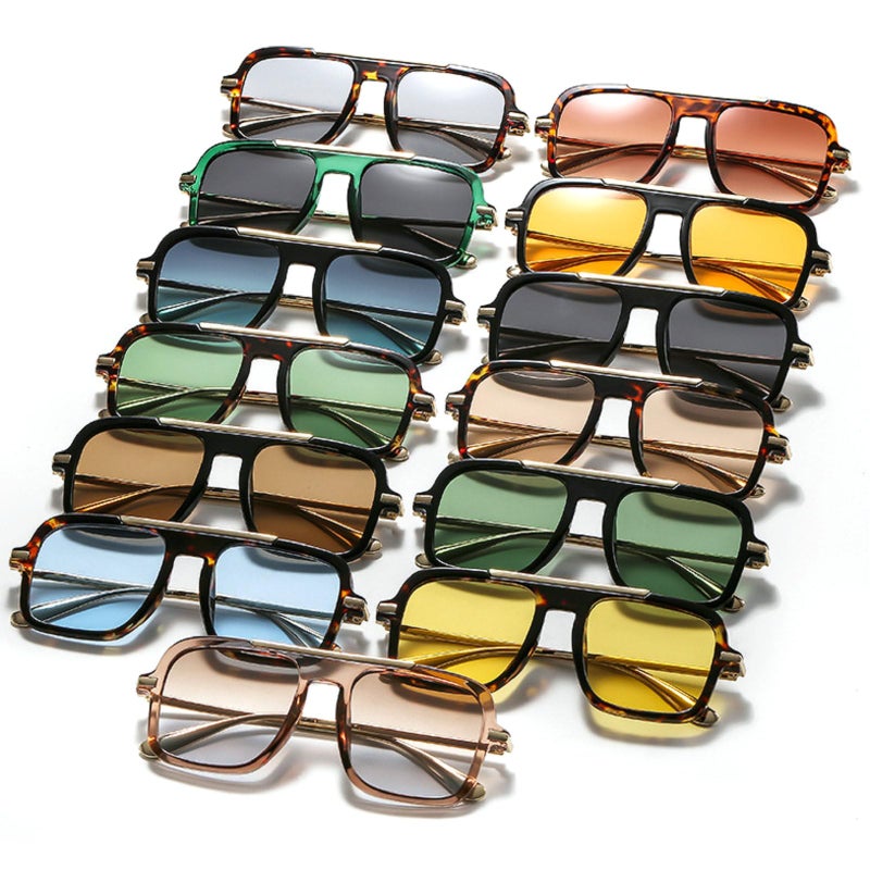 Mincl Retro Square Sunglasses for Womens Mens Vintage Oversized Pilot Sun Glasses 70s 80s 90s Shades (gradient brown) - Image 5