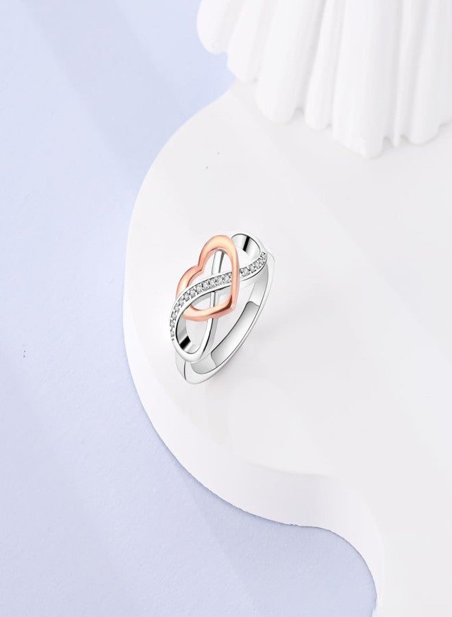 NARMO 925 Rings for Women Sterling Silver Twisted Infinity Heart Ring Statement Promise Rings Size 8 - Image 3