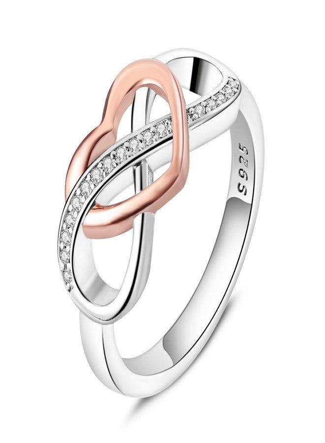 NARMO 925 Rings for Women Sterling Silver Twisted Infinity Heart Ring Statement Promise Rings Size 8 - Image 1