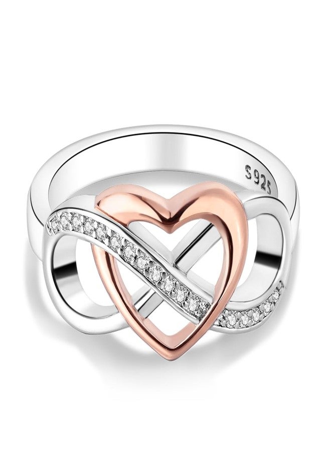 NARMO 925 Rings for Women Sterling Silver Twisted Infinity Heart Ring Statement Promise Rings Size 8 - Image 2