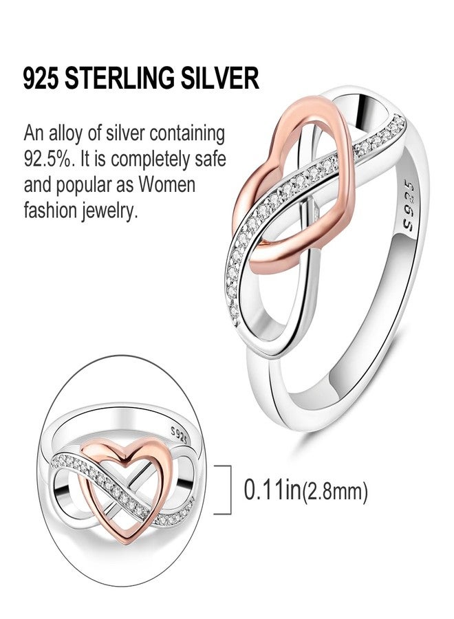 NARMO 925 Rings for Women Sterling Silver Twisted Infinity Heart Ring Statement Promise Rings Size 8 - Image 4