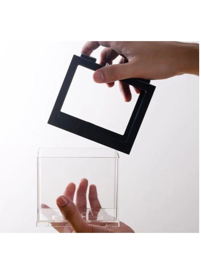 Rubik DIY Mini Betta Fish Tank, Small Transparent Fish Aquarium Stackable Tank, Aquarium Lego Design Block Type (Black) - Image 3