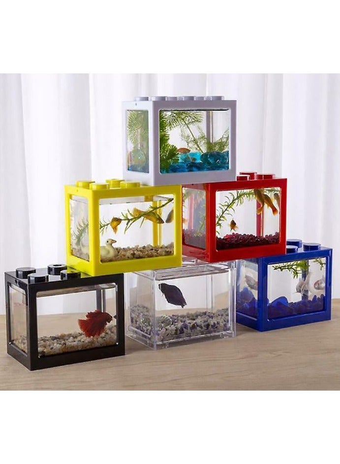 Rubik DIY Mini Betta Fish Tank, Small Transparent Fish Aquarium Stackable Tank, Aquarium Lego Design Block Type (Black) - Image 4