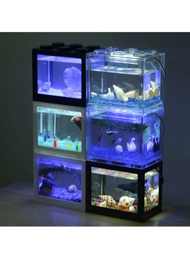 Rubik DIY Mini Betta Fish Tank, Small Transparent Fish Aquarium