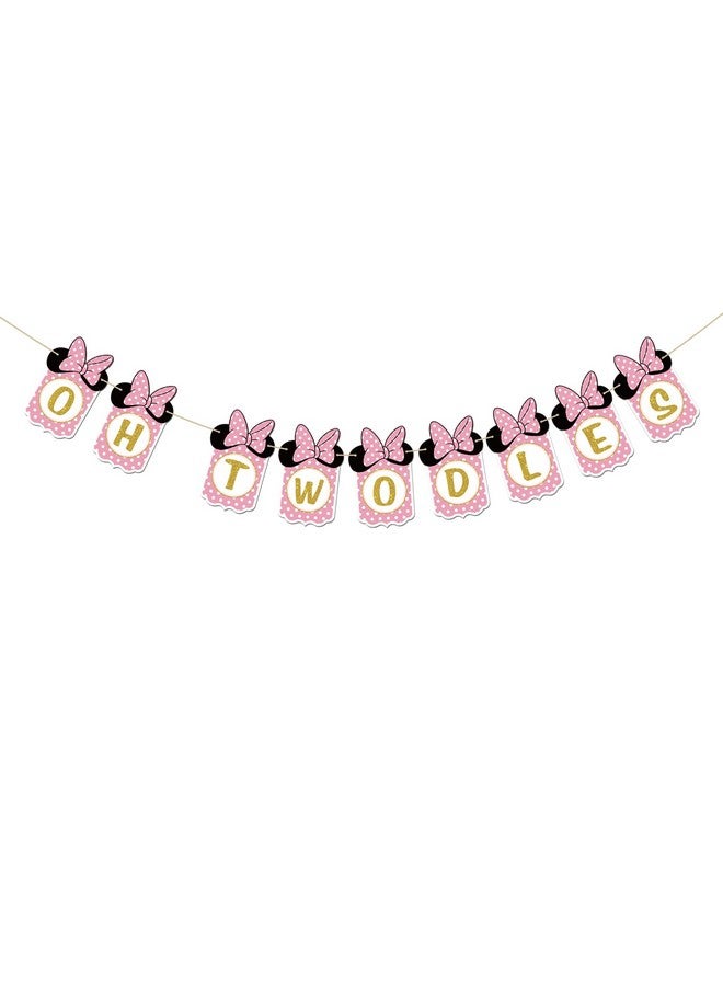 INNORU Oh Twodles Banner, 2nd Birthday Party Decor for Girls, Cartoon Mouse Theme Party Decorations, Colorful Two Birthday Gifts - Image 1