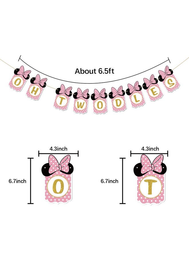 INNORU Oh Twodles Banner, 2nd Birthday Party Decor for Girls, Cartoon Mouse Theme Party Decorations, Colorful Two Birthday Gifts - Image 2