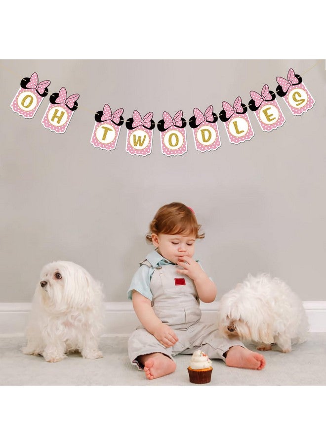 INNORU Oh Twodles Banner, 2nd Birthday Party Decor for Girls, Cartoon Mouse Theme Party Decorations, Colorful Two Birthday Gifts - Image 3