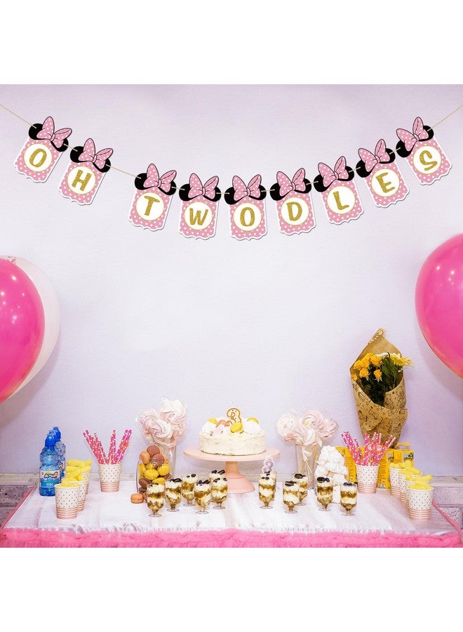 INNORU Oh Twodles Banner, 2nd Birthday Party Decor for Girls, Cartoon Mouse Theme Party Decorations, Colorful Two Birthday Gifts - Image 5