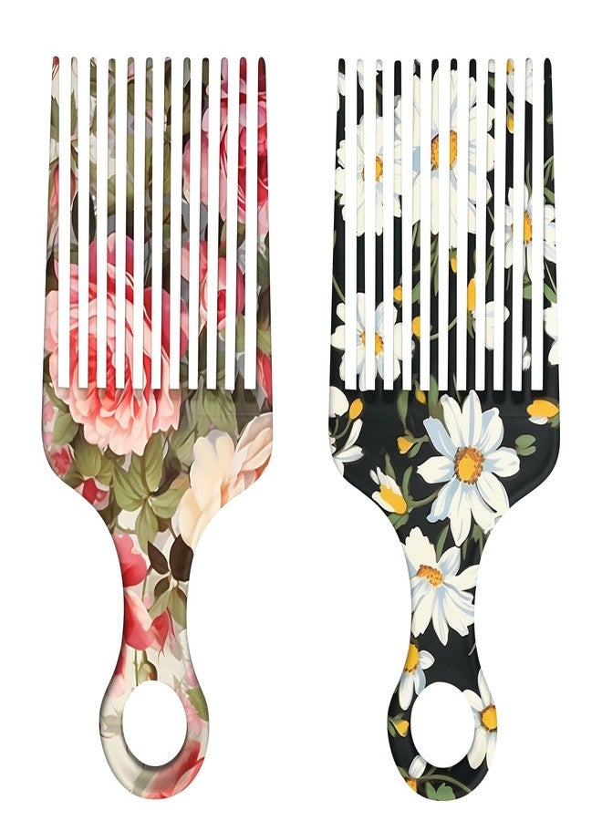 GABraden 2 Pcs Afro Pick Comb for Natural Curly Hair,Portable Styling Hair Pick for Travel,Anti-Static,Cute Afro Comb for Women Men and Girls (Pink-T7) - Image 1
