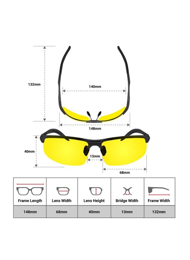 BLUPOND Set of 2 HD Day and Night Driving Glasses for Men and Women - Polarized Sport Sunglass and Yellow Night Vision Glass With Car Clip Holder (1 Yellow Lens + 1 Black Lens)  - Image 3