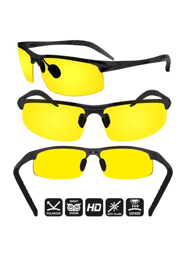 BLUPOND Set of 2 HD Day and Night Driving Glasses for Men and Women - Polarized Sport Sunglass and Yellow Night Vision Glass With Car Clip Holder (1 Yellow Lens + 1 Black Lens)  - Image 4