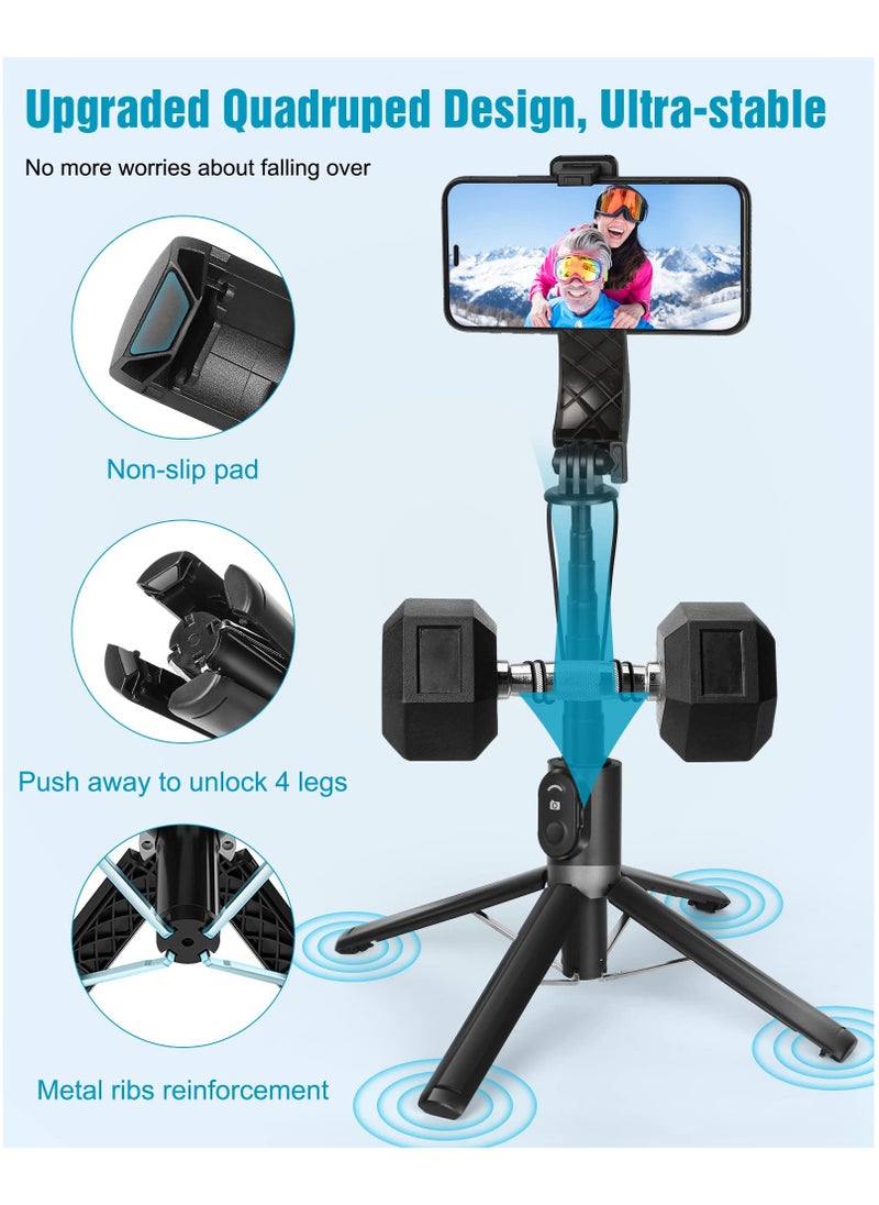 Selfie Stick Tripod140cm Extendable Phone Tripod Stand for iPhone Android Phone Travel Tripod with Rechargeable Remote & Camera Connector Kit Portable and Compact