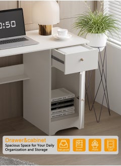 AnneFish 100*50cm Office PC Table Laptop Desk Multifunction Computer Gaming Table Study Writing Desk Home Work Station With Storage Shelf And Drawers  - Image 4
