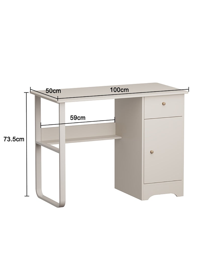 AnneFish - 100*50cm Office PC Table Laptop Desk Multifunction Computer Gaming Table Study Writing Desk Home Work Station With Storage Shelf And Drawers - Image 1