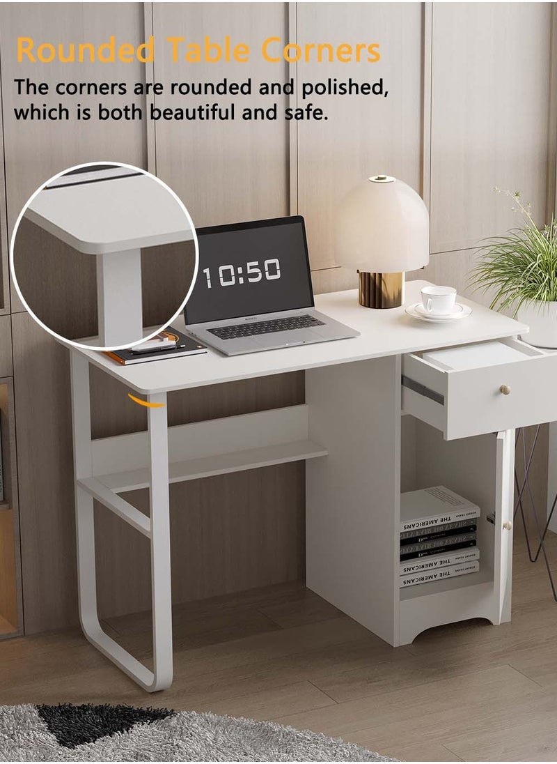 AnneFish - 100*50cm Office PC Table Laptop Desk Multifunction Computer Gaming Table Study Writing Desk Home Work Station With Storage Shelf And Drawers - Image 1