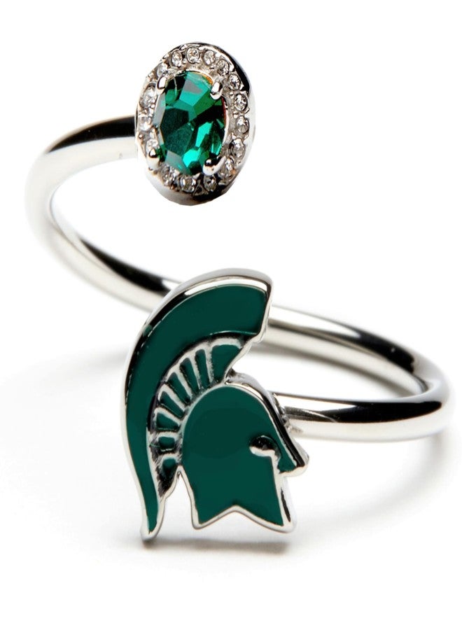 Stone Armory Michigan State Spartans Jewelry for Women - Spartan Helmet MSU Ring with Crystals - Hypoallergenic and Adjustable Sizes 5-12 - Michigan State Gifts for Women - Image 1