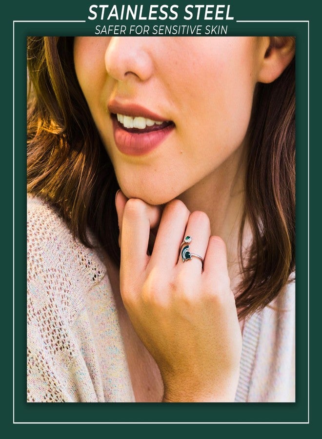 Stone Armory Michigan State Spartans Jewelry for Women - Spartan Helmet MSU Ring with Crystals - Hypoallergenic and Adjustable Sizes 5-12 - Michigan State Gifts for Women - Image 5
