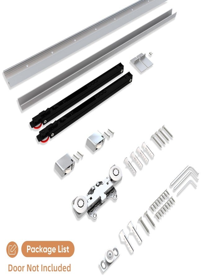 JUBEST 36" Concealed Barn Door Hardware Kit with Soft Close Mechanism, Wall Mounted Invisible Sliding Door Track for Opening Width 28" to 32", Hidden Barn Door Hardware Kit, Door Needs Groove - Image 3