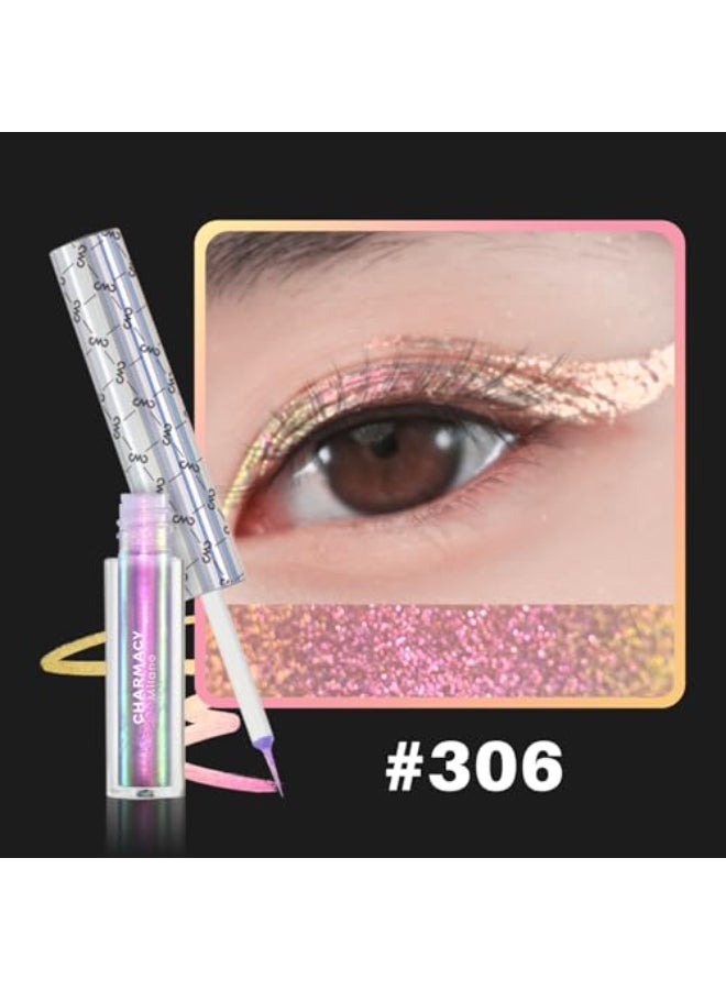 CHARMACY Chameleon Liquid Eyeliner Liquid Glitter Eyeliner Highly Pigmented Metallic MultiColor Shifting waterproof Eyeliner UltraFine Tip Longwearing Smudgeproof 306 - Image 3