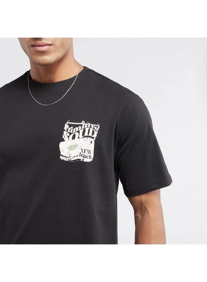 Splash FAV Graphic Print T-shirt with Crew Neck and Short Sleeves