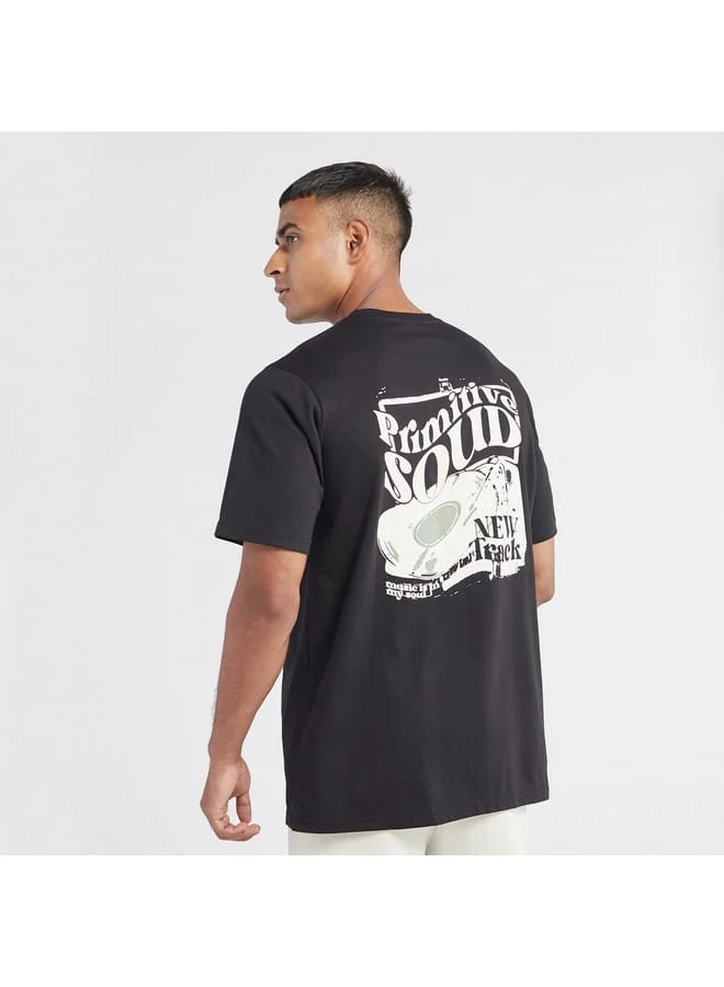 Splash FAV Graphic Print T-shirt with Crew Neck and Short Sleeves