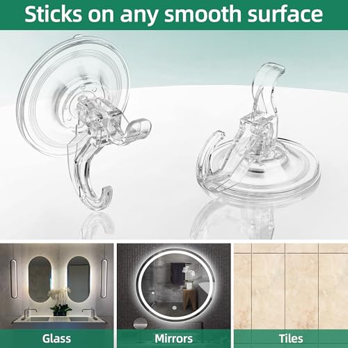Goabroa Suction Cup Hooks, 6 Pack Clear Window Suction Cups with Hooks, Reusable Wreath Hangers for Front Door, Glass, Bathroom, Kitchen, Home Decor - Image 2