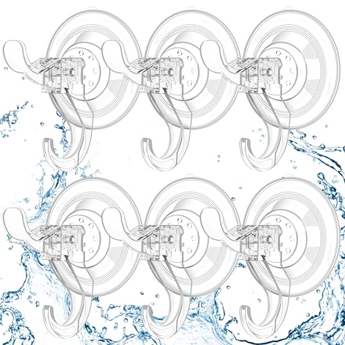Goabroa Suction Cup Hooks, 6 Pack Clear Window Suction Cups with Hooks, Reusable Wreath Hangers for Front Door, Glass, Bathroom, Kitchen, Home Decor - Image 1