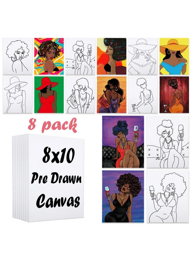 VOCHIC 8 Pack Canvas Painting Kits for Adults - 8x10 Pre-Drawn Stretched Canvases for Sip and Paint Parties - Painting Supplies for Beginner Artists - Image 1