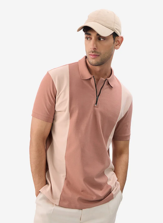 The Souled Store Men's Regular Fit Colourblocked Polo T-Shirt