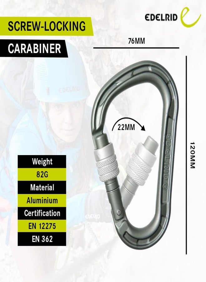Edelrid HMS Magnum Screw Locking Climbing Carabiner - Large, Robust Aluminum Carabiner Hook for Heavy Duty Climbing, EN 362 & EN 12275 Certified - Image 2