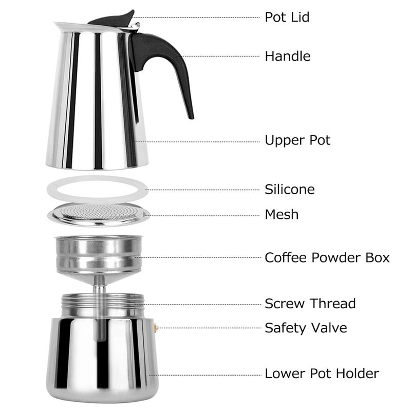 Coffeepot Stainless Steel Coffee Maker Portable Electric Mocha Latte Stove Espresso Filter Pot European Coffee Cup - Image 2