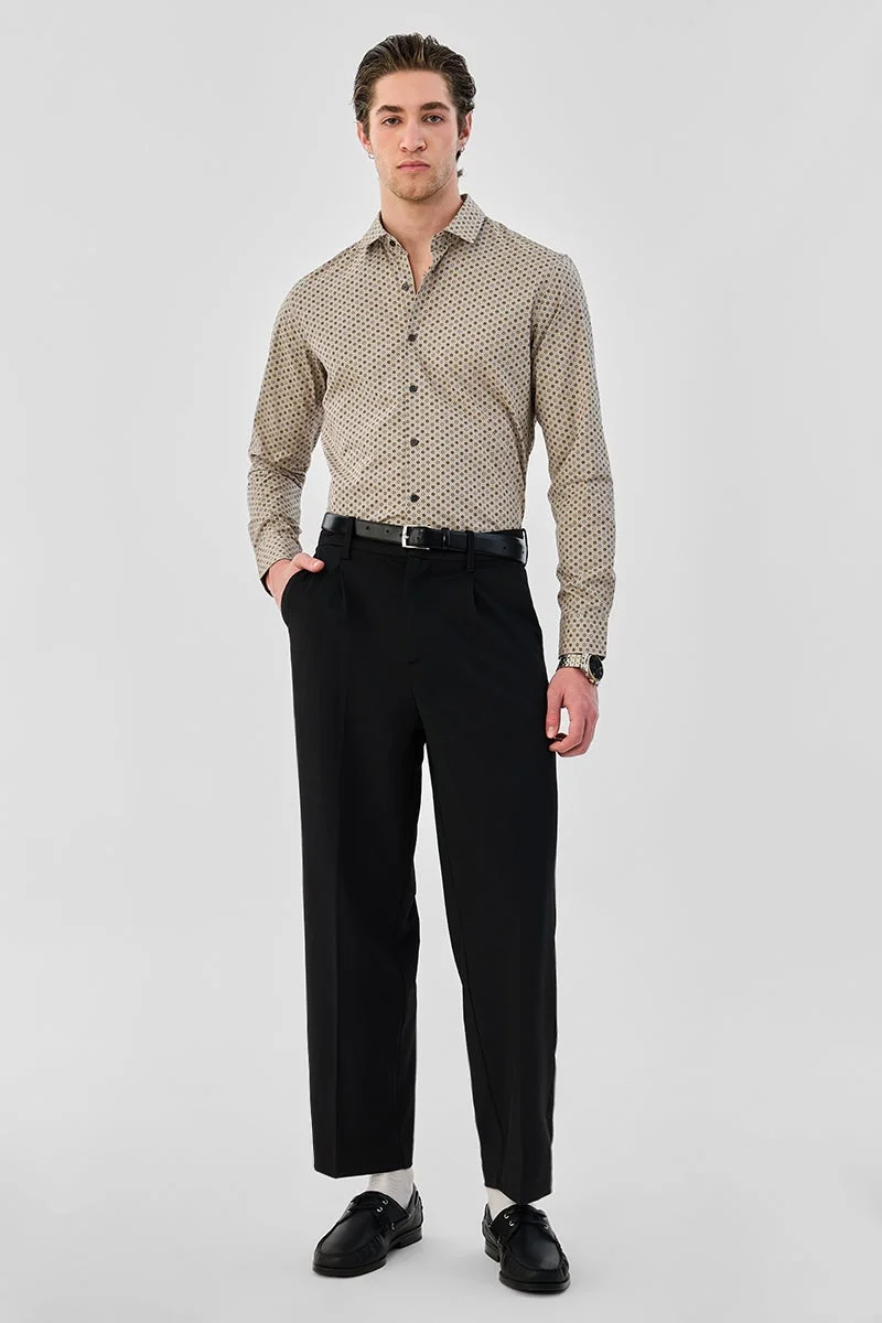 سنيتش قميص قطني % بقصة ضيقة ونقوش زهور