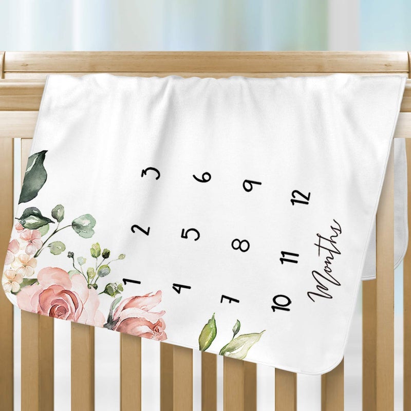Kute 'n' Koo Premium Fleece Baby Monthly Milestone Baby Blanket for Boy Girl | Large Personalized Photography Background Blankets | Thick Flannel for Mom Newborn - Image 2
