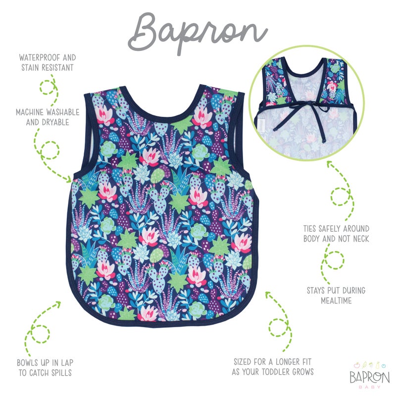 BapronBaby Desert Floral Bapron - No Neck Tie Safer Bib for Baby & Toddler - Soft Waterproof Stain Resistant - Machine Washable - Sz Baby/Toddler 6m-3T - Image 2