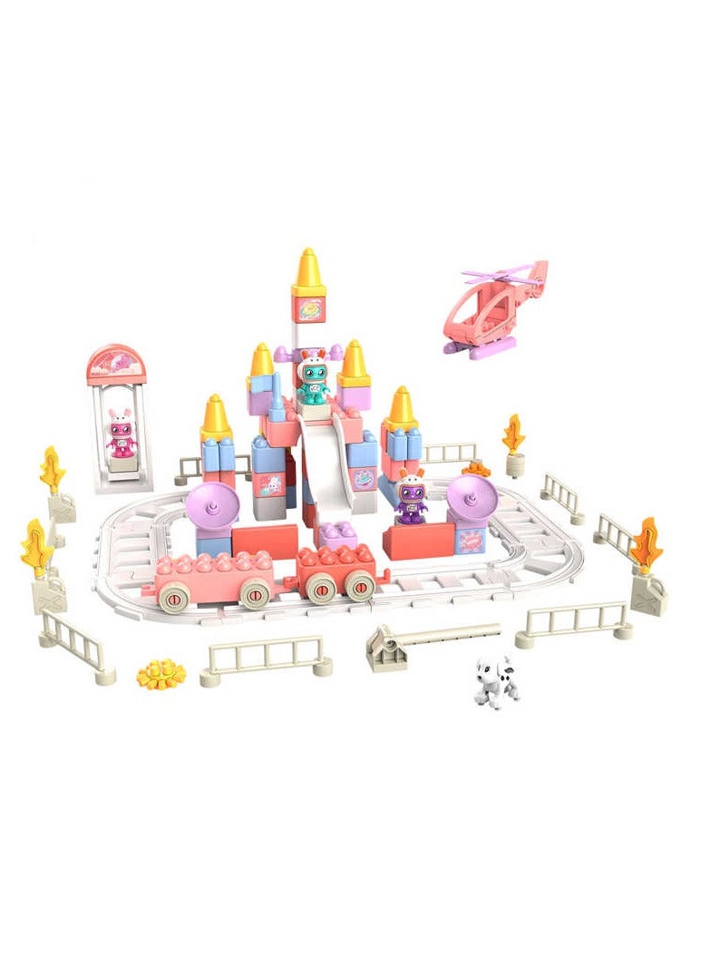 DIY Space Rabbit Amusement Park Sets 95-Pieces up Creative Building Blocks Toys for Girls - Image 1