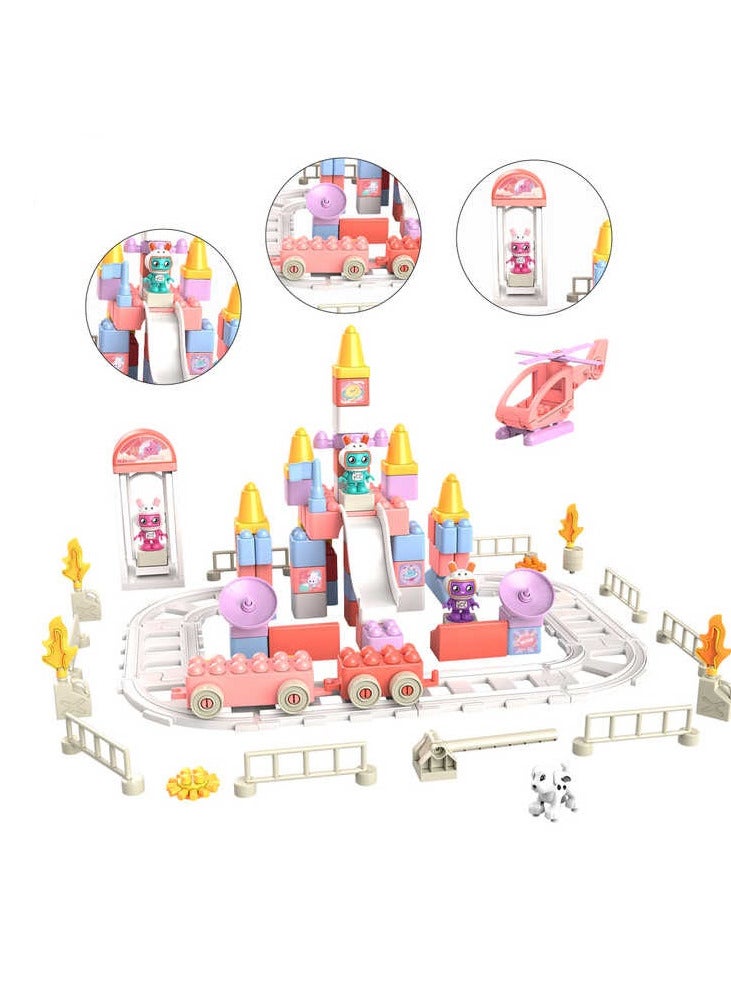 DIY Space Rabbit Amusement Park Sets 95-Pieces up Creative Building Blocks Toys for Girls - Image 2