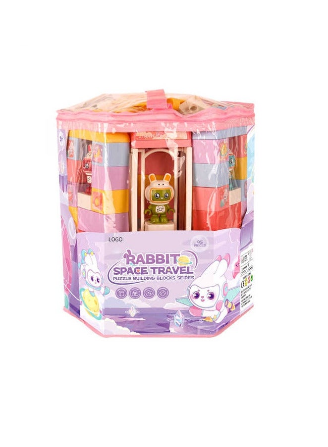 DIY Space Rabbit Amusement Park Sets 95-Pieces up Creative Building Blocks Toys for Girls - Image 3