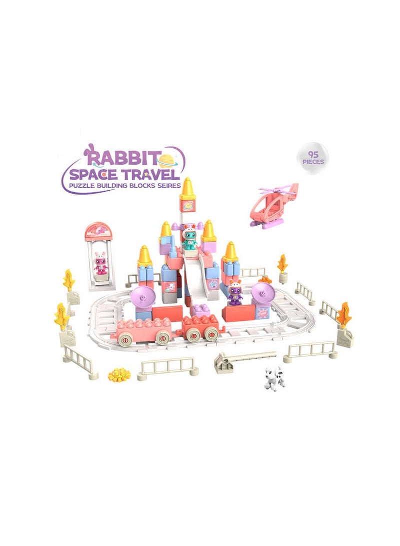 DIY Space Rabbit Amusement Park Sets 95-Pieces up Creative Building Blocks Toys for Girls - Image 4