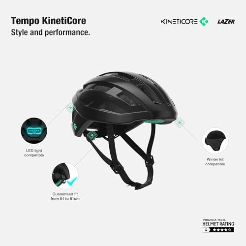 LAZER Tempo KinetiCore Bike Helmet, Lightweight Bicycling Gear for Adults, Men & Women’s Cycling Head Gear, Black, One Size - Image 3