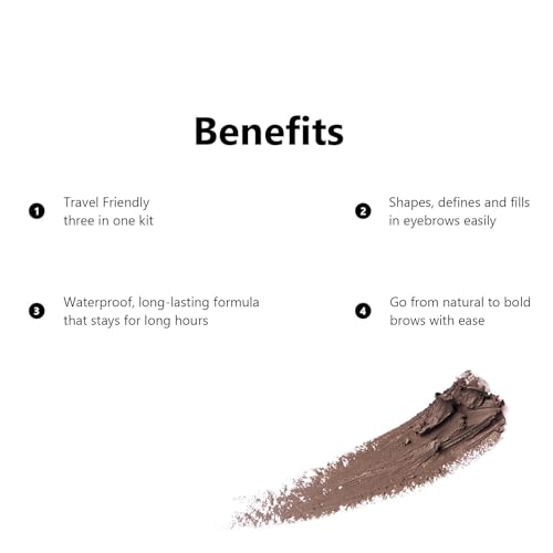 Adbeni 3 Eyebrow Cake Powder With Angled Eyebrow Brush, Natural finish, Applies evenly, Easily blendable, Dual-ended applicator, Long Lasting & Waterproof, Suit Every Skin Tone, Shade-03 - Image 2