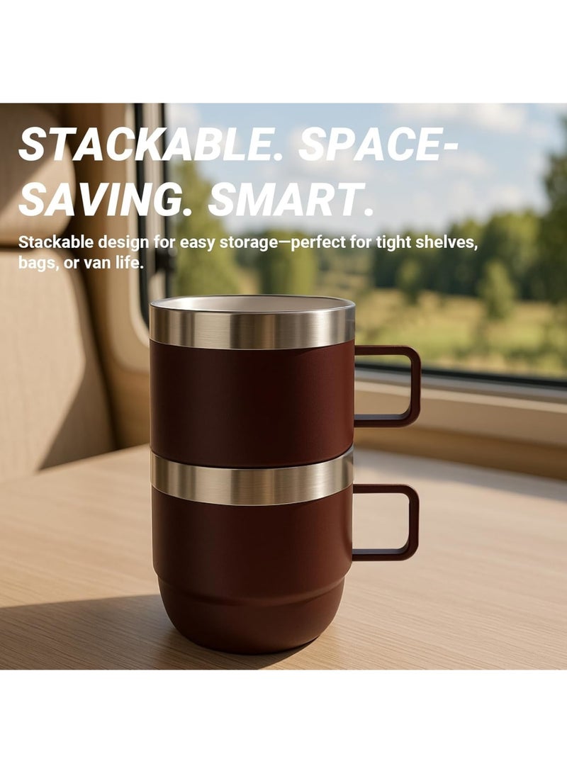 SYOSI Espresso Mug with Handle, 6 oz Stainless Steel Coffee Cup with Ceramic Lining Double Wall Vacuum Insulated, Stackable Dishwasher Safe Tumbler for Home Office Espresso Machine, 2 Pack Black White - Image 4