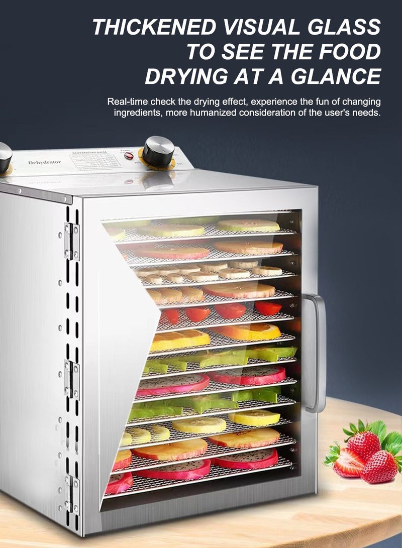 Glanfen Food Dehydrator, 12 Stainless Steel Trays Dehydrators for Food and Jerky, Herbs, Fruit, Dehydrator Machine with Timer and Temperature Control - Image 2