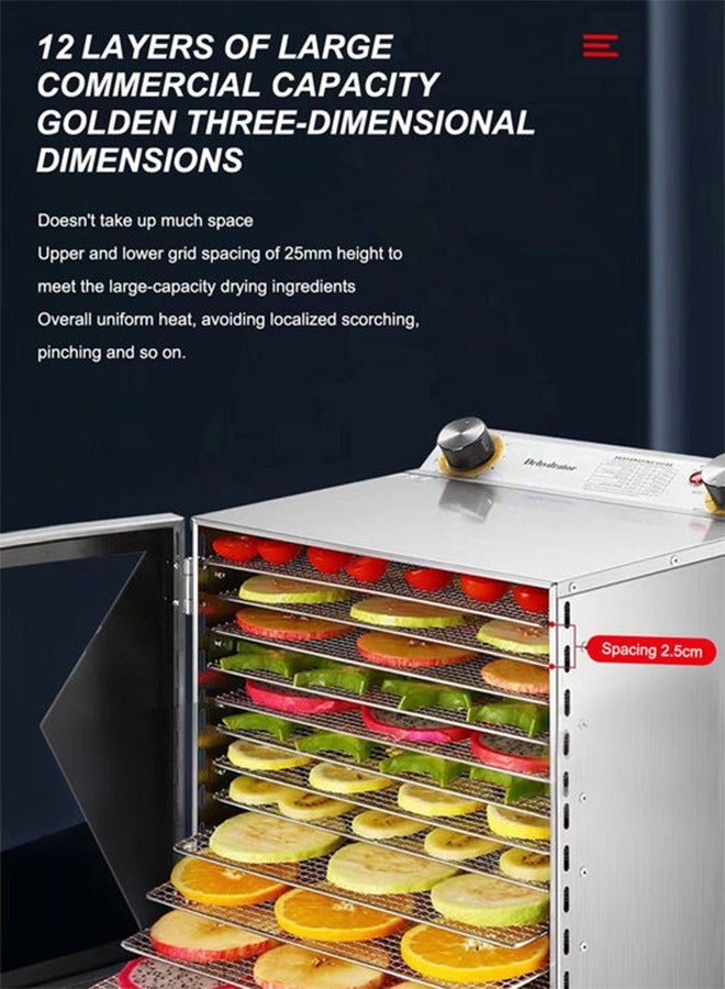 Glanfen Food Dehydrator, 12 Stainless Steel Trays Dehydrators for Food and Jerky, Herbs, Fruit, Dehydrator Machine with Timer and Temperature Control - Image 3