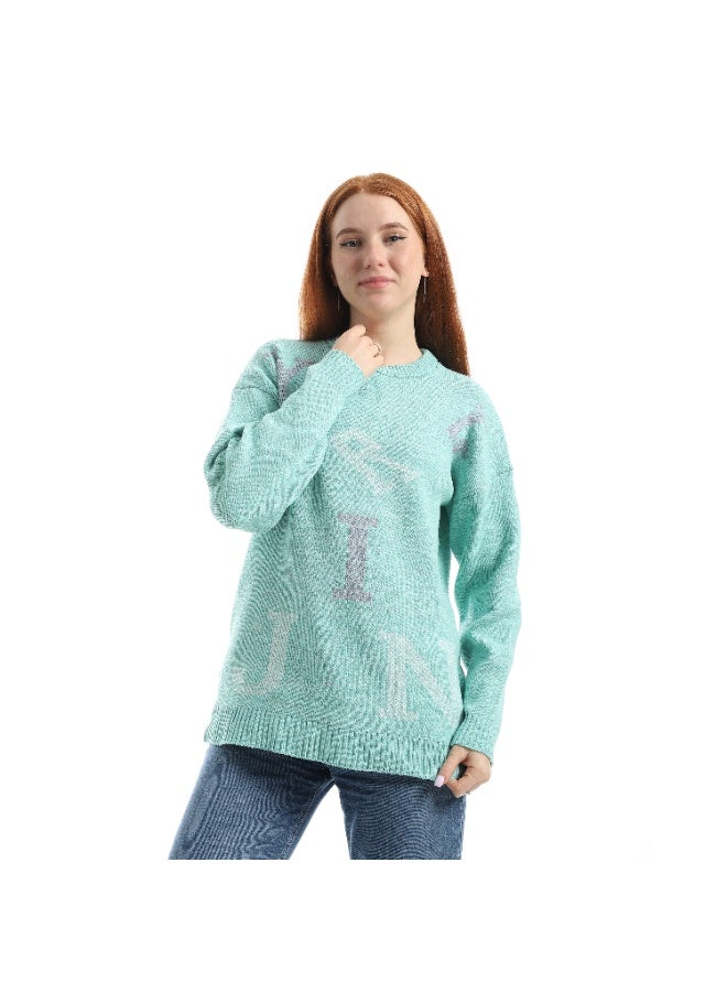 سيزار بلوفر حريمي صوف مزود بنقش حروف انجليزية - Image 1