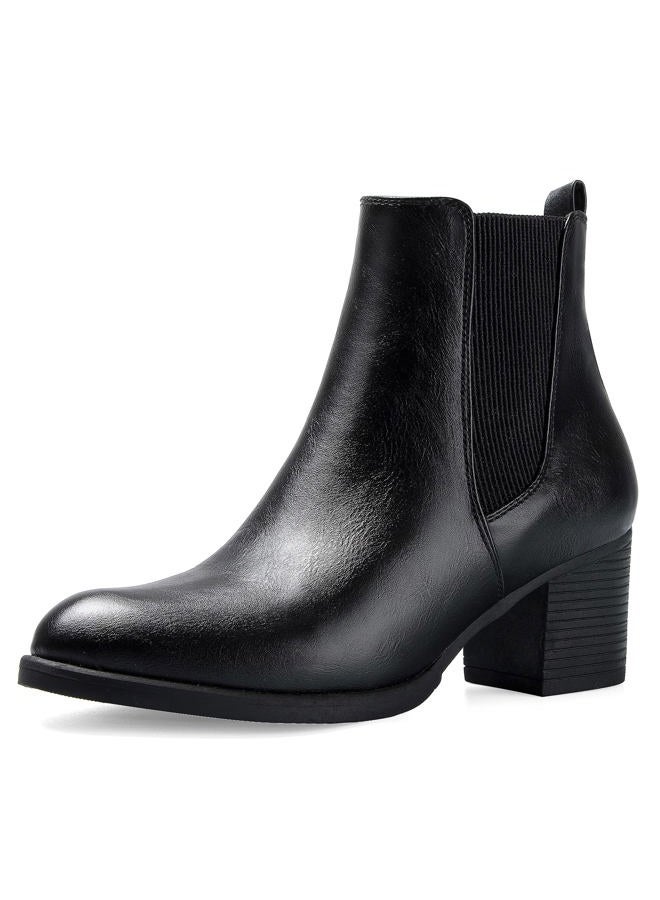 COASIS Women's Chelsea Boots Chunky Block Heel Slip On Ankle Boots with Elastic Sided Fall Booties, Black Pu, 11 - Image 1