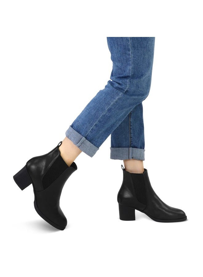 COASIS Women's Chelsea Boots Chunky Block Heel Slip On Ankle Boots with Elastic Sided Fall Booties, Black Pu, 11 - Image 2